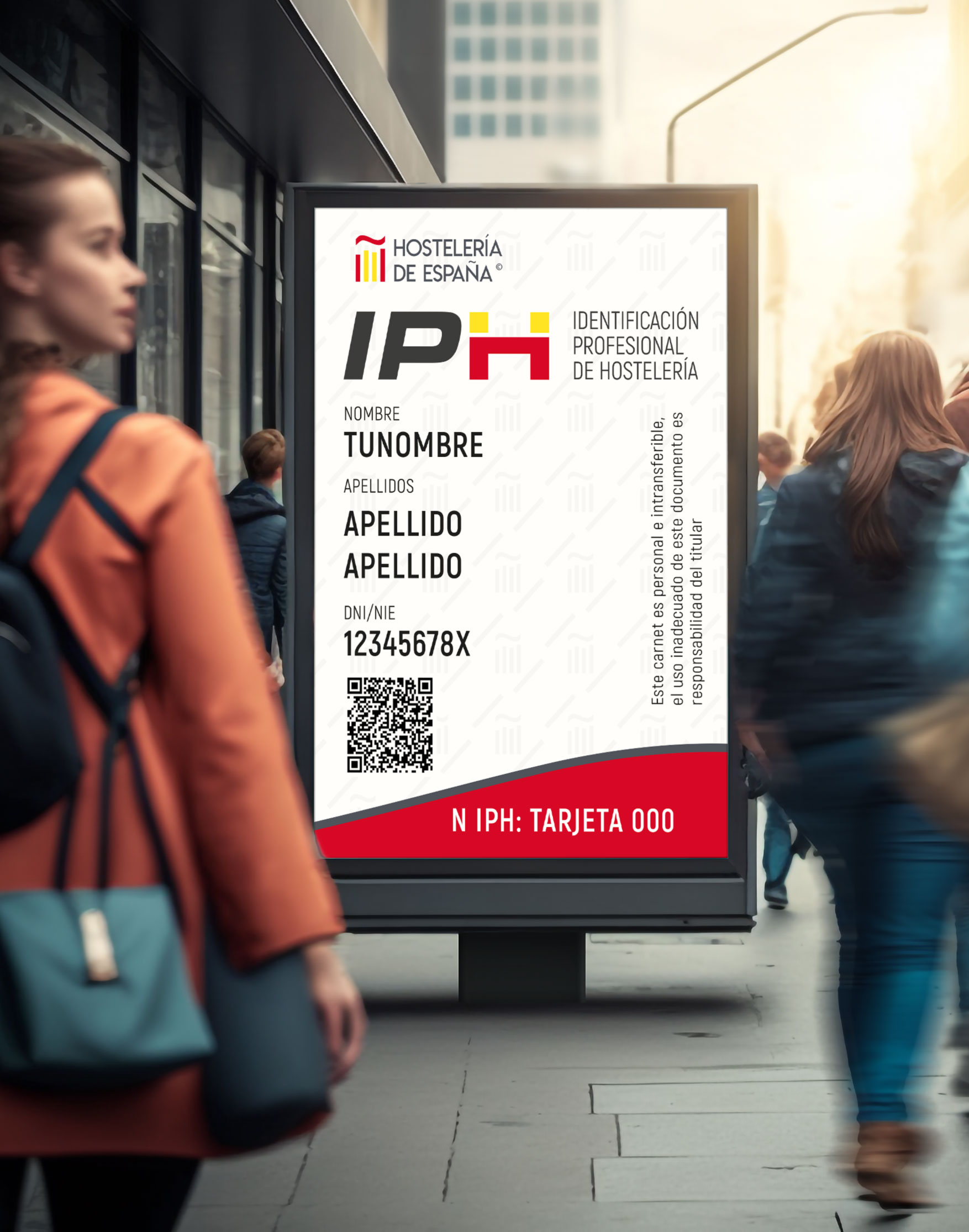 Tarjeta IPH en una marquesina urbana